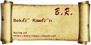 Bekő Ramón névjegykártya